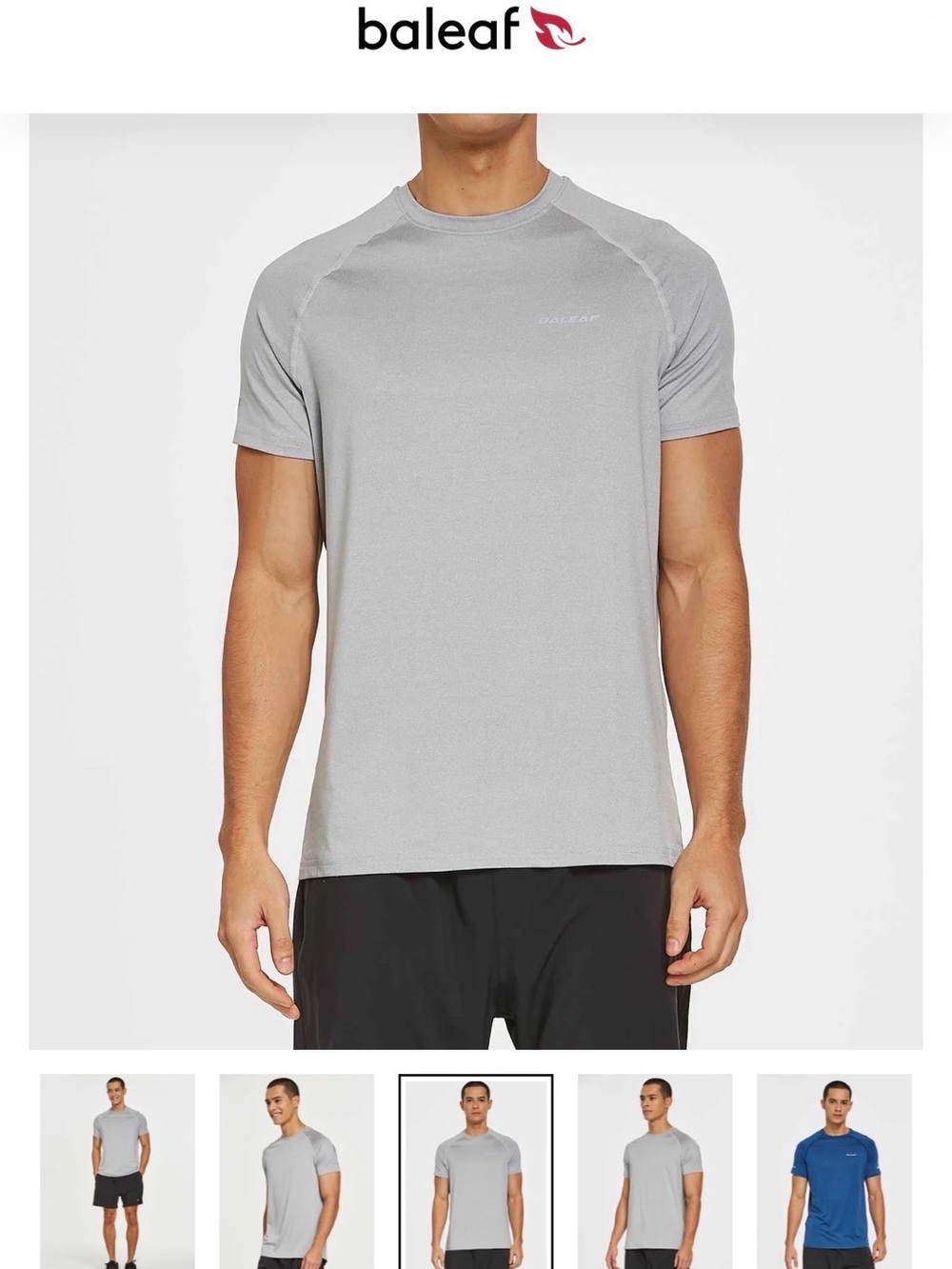 Baleaf Light Gray Short-Sleeve Quick Dry Running Performance Tee